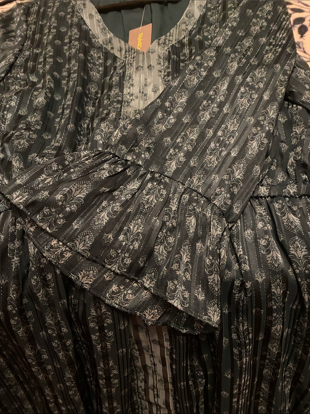 Style & Co Dress Damask Shine 3/4 Flutter-Sleeve Dress, NWT - Picture 7 of 8